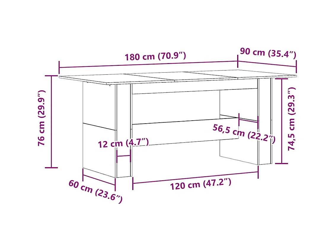 Esstisch Altholz-Optik 180x90x76 cm Holzwerkstoff