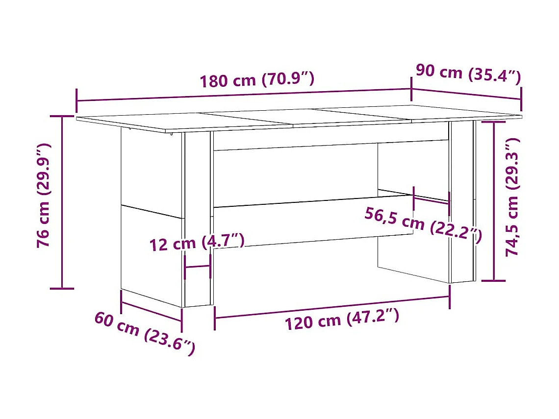 Esstisch Altholz-Optik 180x90x76 cm Holzwerkstoff