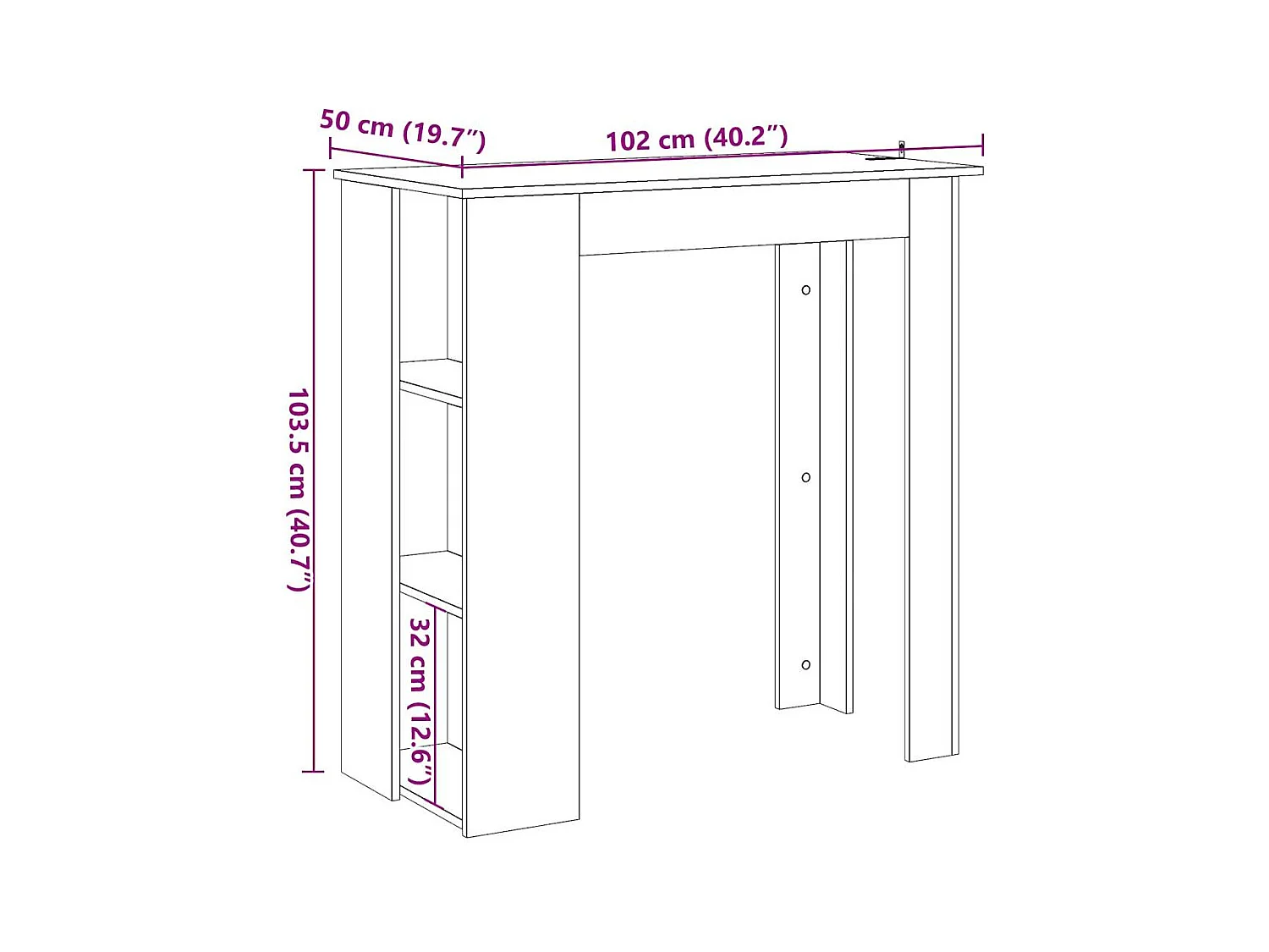 Tavolo Bar Ripiano Rovere Artigianale 102x50x103,5cm Truciolato