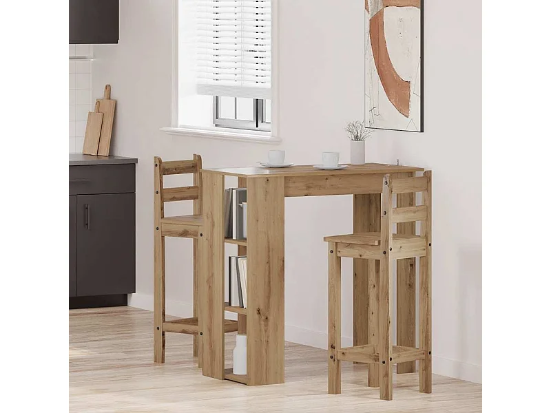 Table de bar avec étagère chêne artisanal bois d'ingénierie