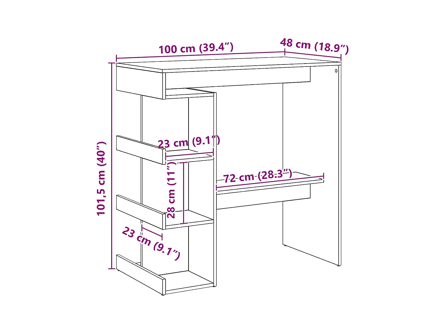 Tavolo da Bar con Ripiani Rovere 100x48x101,5 cm in Truciolato