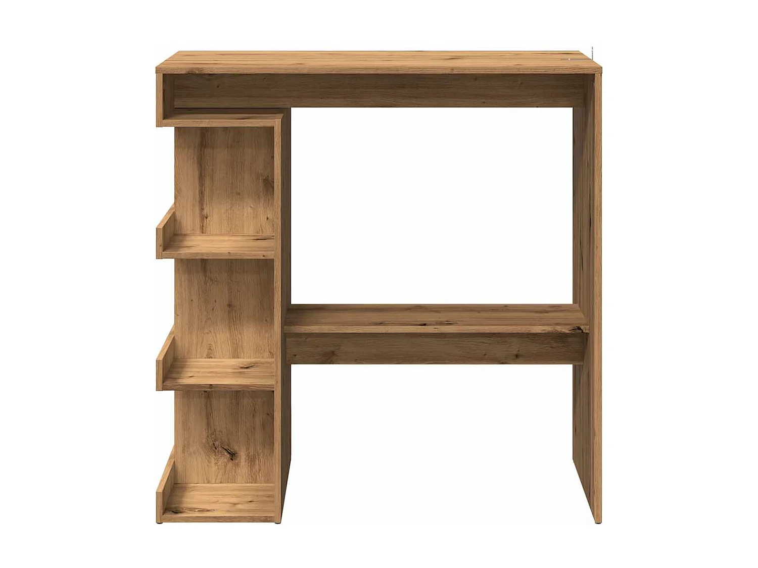 Table de bar avec étagère de rangement chêne artisanal