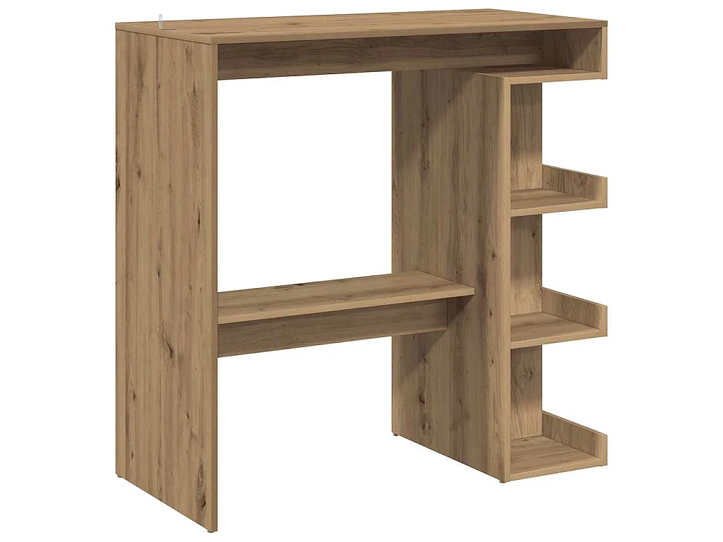 Table de bar avec étagère de rangement chêne artisanal