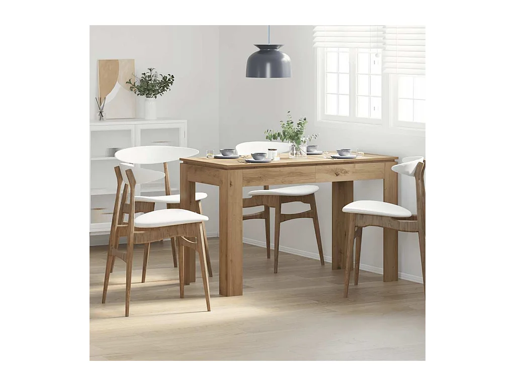 Table à manger chêne artisanal 120x60x76 cm bois d'ingénierie