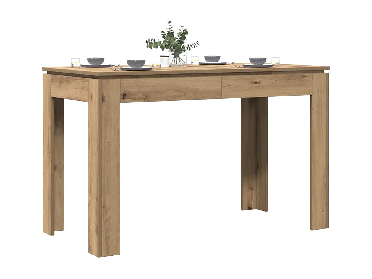 Table à manger chêne artisanal 120x60x76 cm bois d'ingénierie