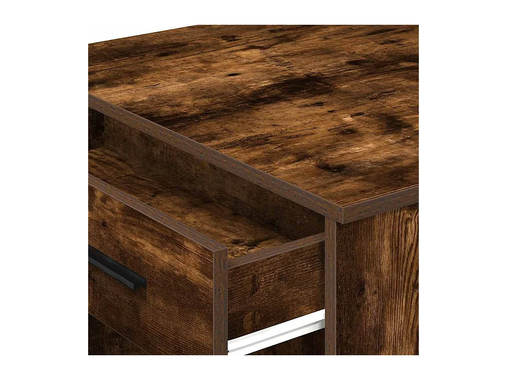 Bureau avec tiroir et étagère chêne fumé bois d'ingénierie