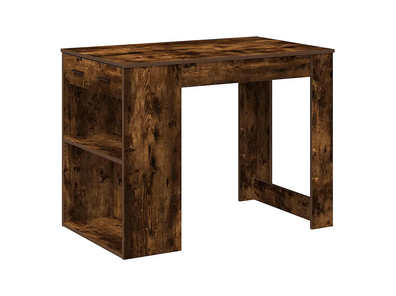 Escritorio con cajón estante madera contrachapada roble ahumado