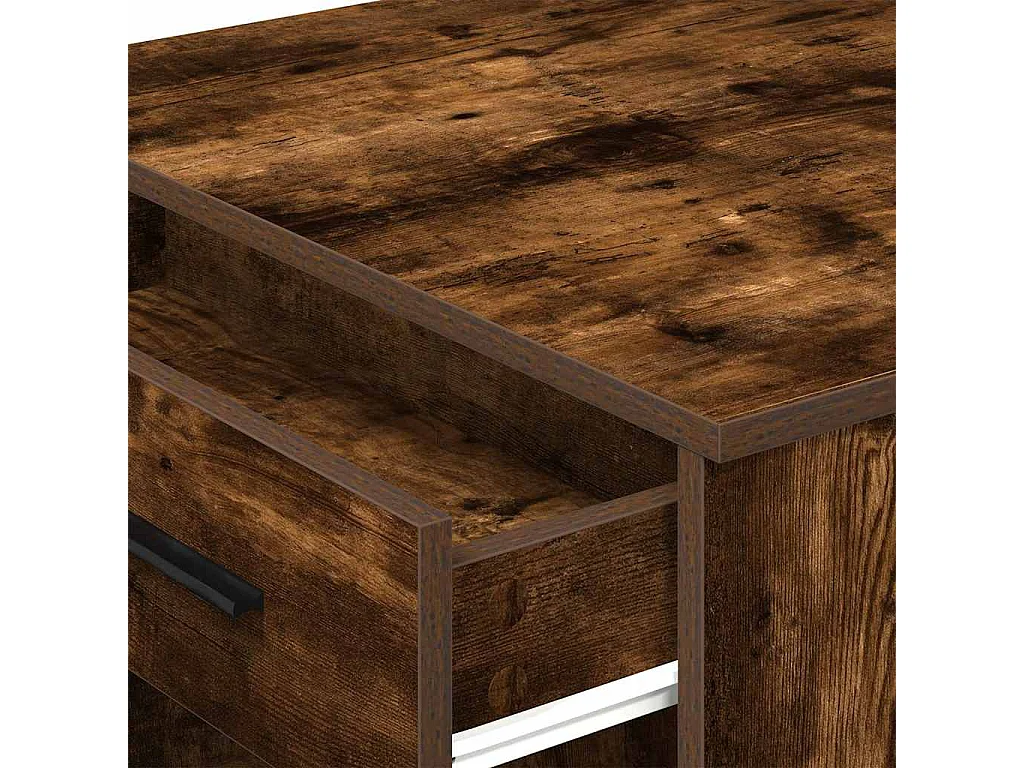 Scrivania con Cassetto e Ripiano Rovere Fumo Legno Multistrato