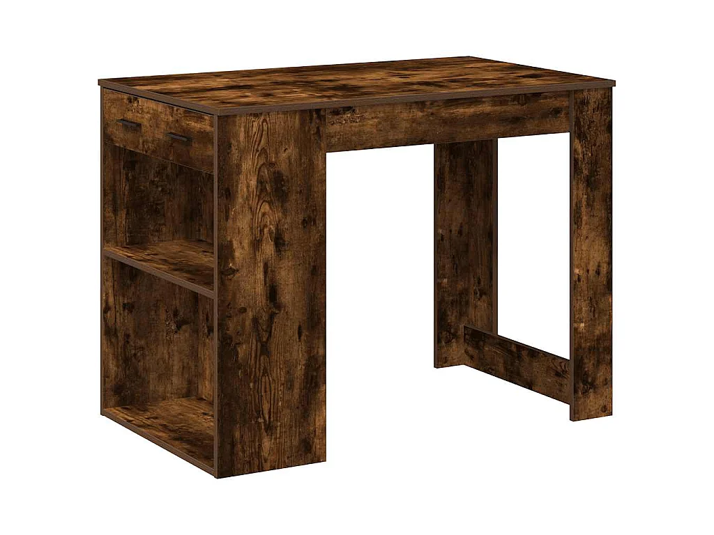 Scrivania con Cassetto e Ripiano Rovere Fumo Legno Multistrato