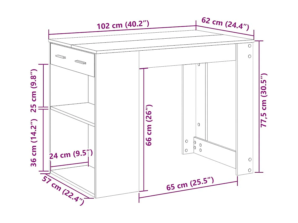 Scrivania con Cassetto Ripiano Grigio Sonoma Legno Multistrato