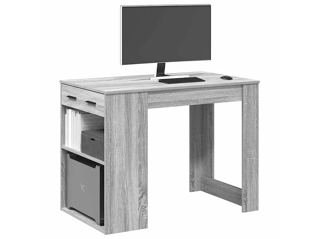 Scrivania con Cassetto Ripiano Grigio Sonoma Legno Multistrato