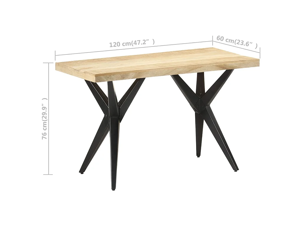 Table à manger 120x60x76 cm Bois de manguier massif