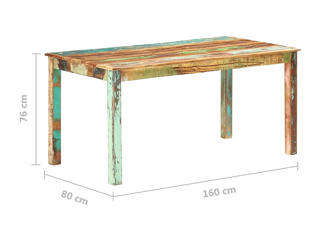 Table de salle à manger Bois de récupération solide 160x80x76cm