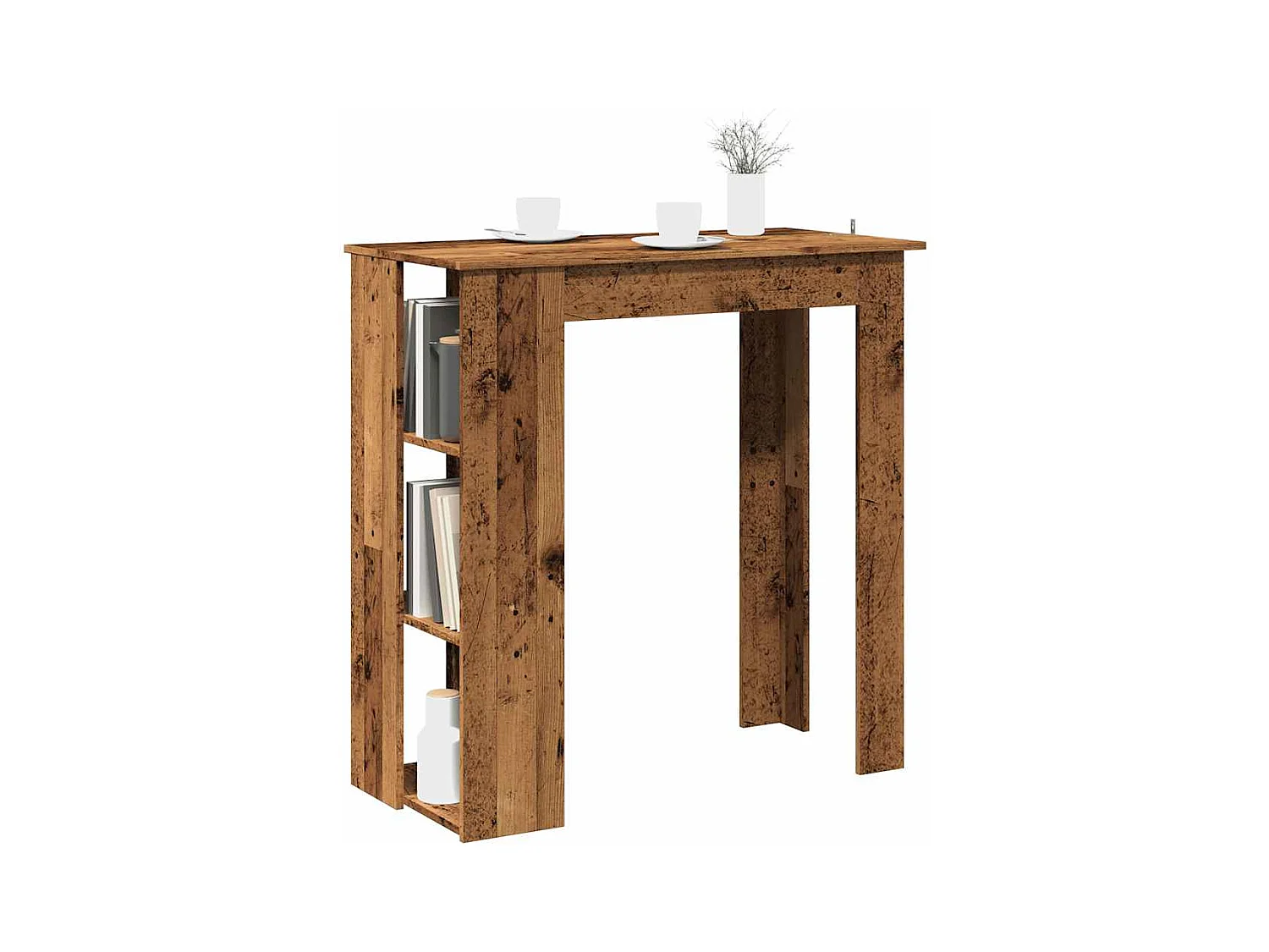 Table de bar avec étagère vieux bois bois d'ingénierie
