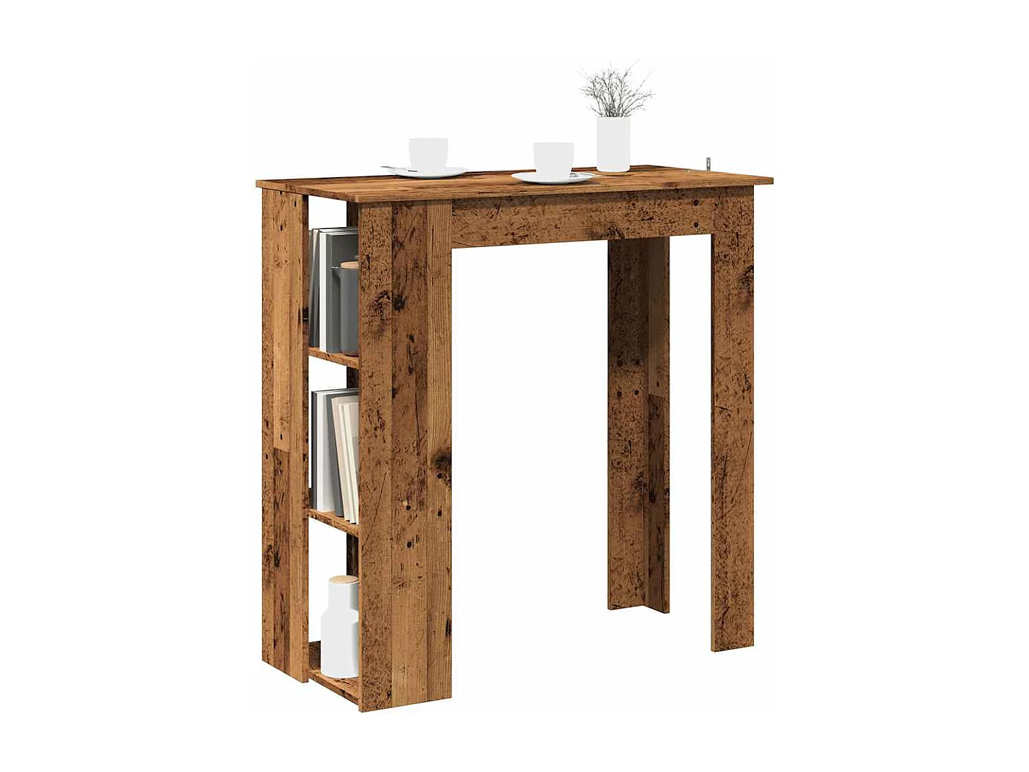 Bartafel met schap 102x50x103,5 cm bewerkt hout oud houtkleurig