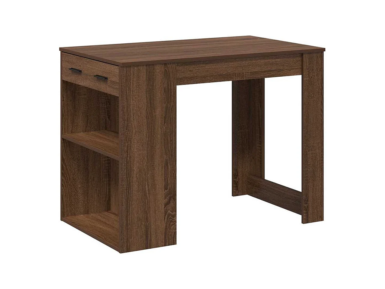 Bureau avec tiroir et étagère chêne marron bois d'ingénierie