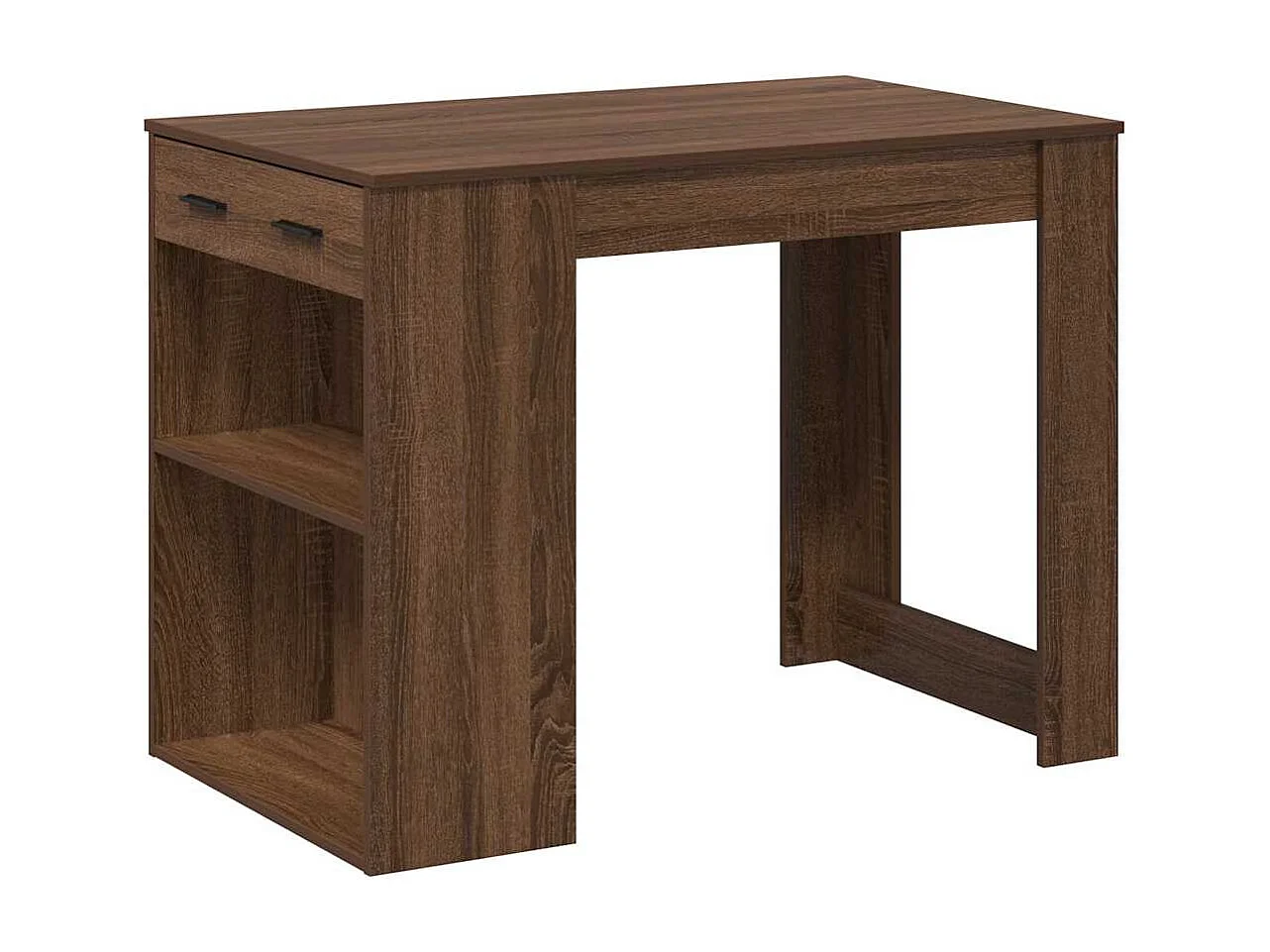 Bureau avec tiroir et étagère chêne marron bois d'ingénierie