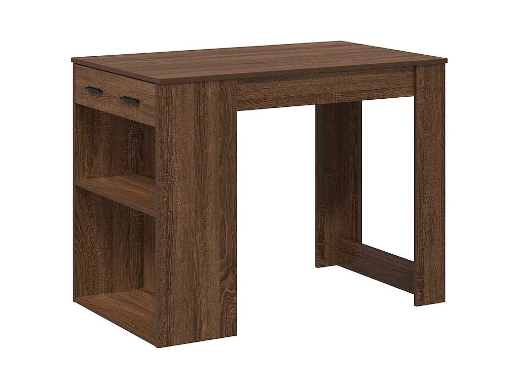 Scrivania con Cassetto Ripiano Rovere Marrone Legno Multistrato