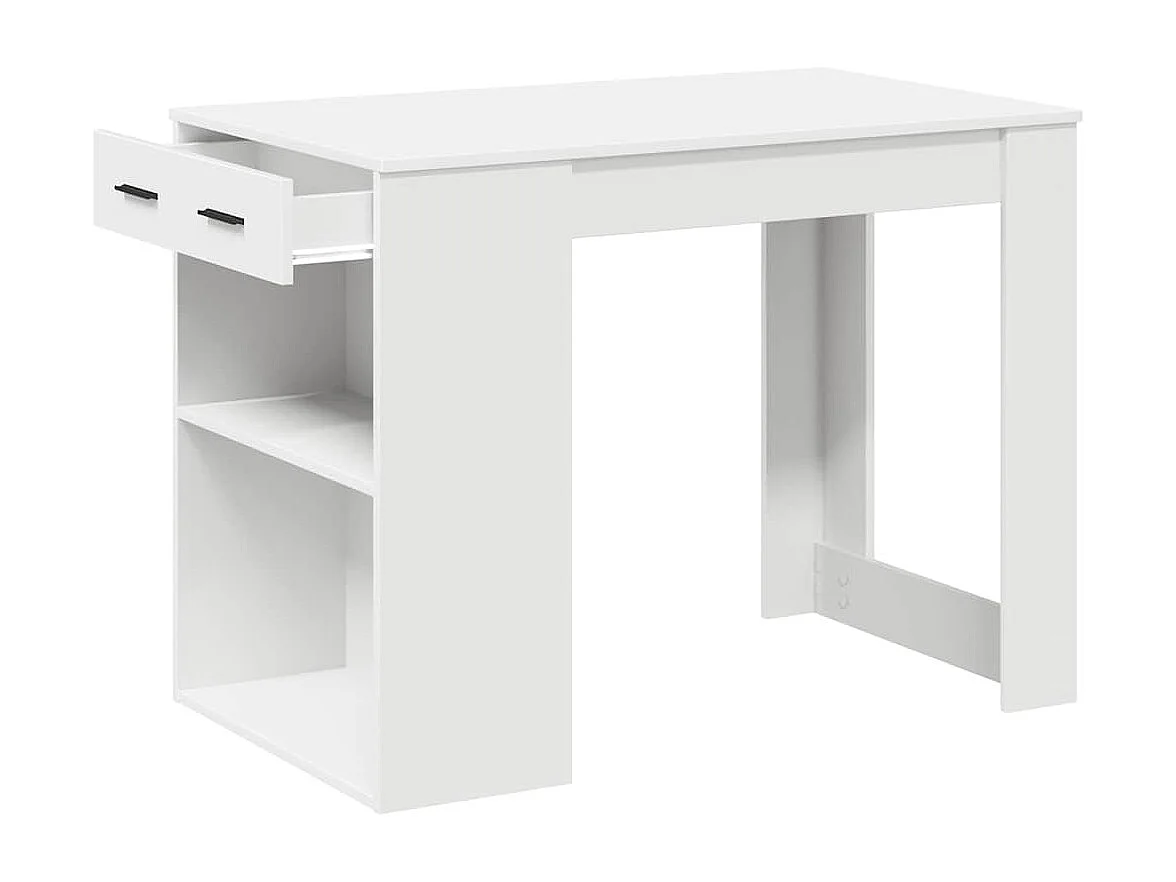 Bureau avec tiroir et étagère blanc bois d'ingénierie