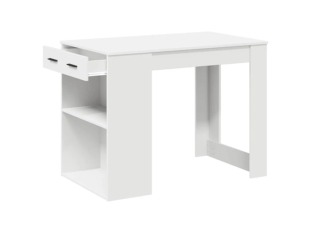 Bureau avec tiroir et étagère blanc bois d'ingénierie