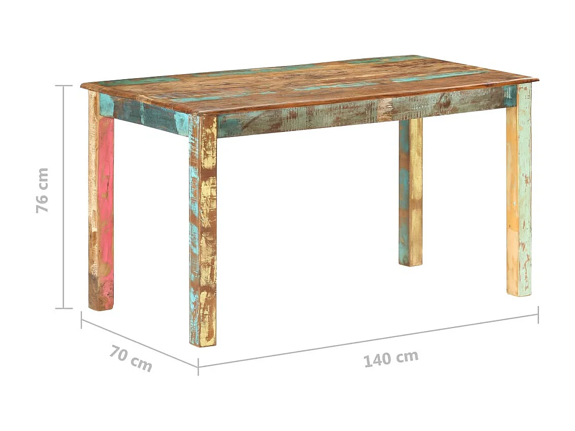 Table de salle à manger Bois de récupération solide 140x70x76cm