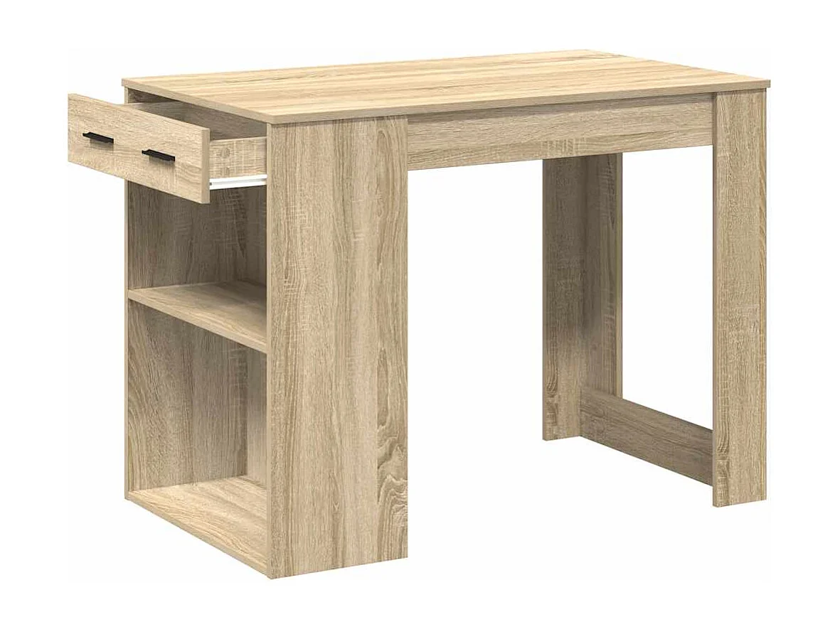 Bureau avec tiroir et étagère chêne sonoma bois d'ingénierie