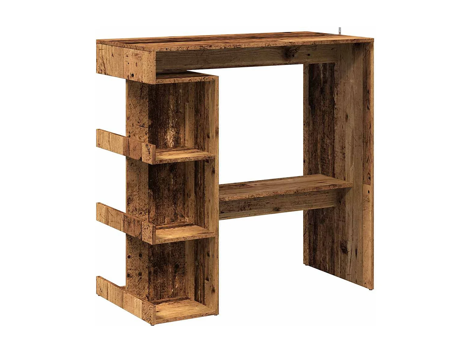 Table de bar étagère de rangement vieux bois 100 x 48 x 101,5cm