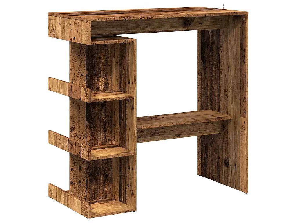 Table de bar étagère de rangement vieux bois 100 x 48 x 101,5cm