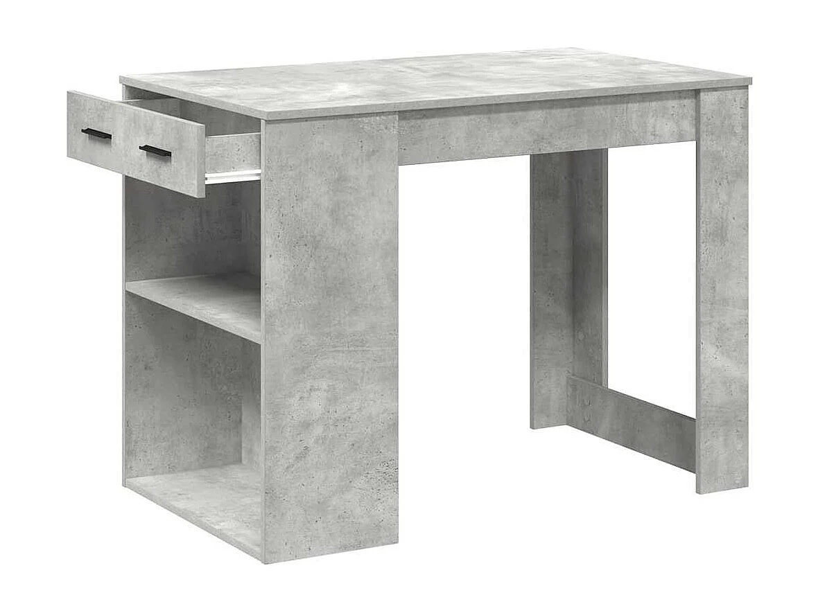 Scrivania con Cassetto Ripiano Grigio Cemento Legno Multistrato