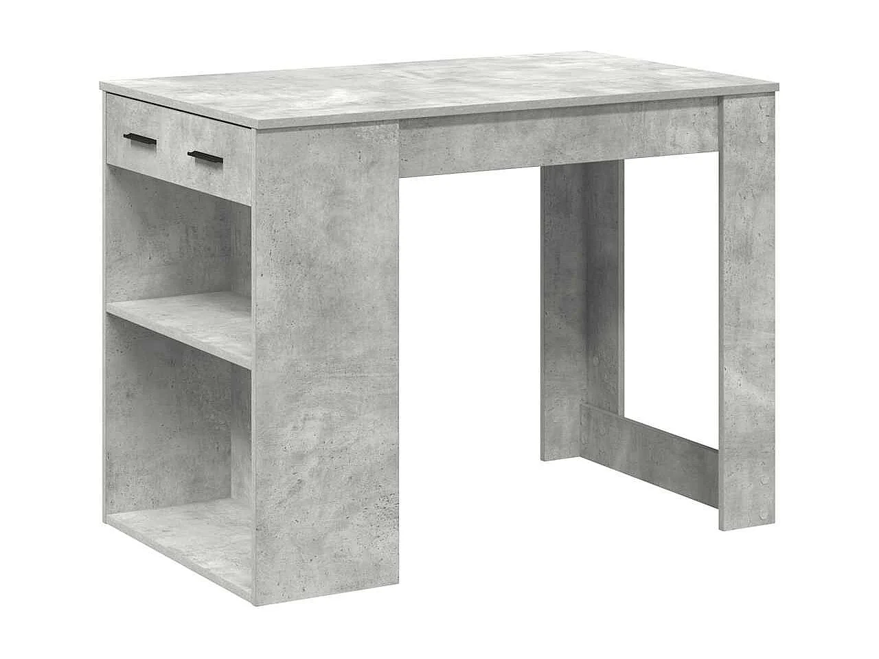 Bureau avec tiroir et étagère gris béton bois d'ingénierie