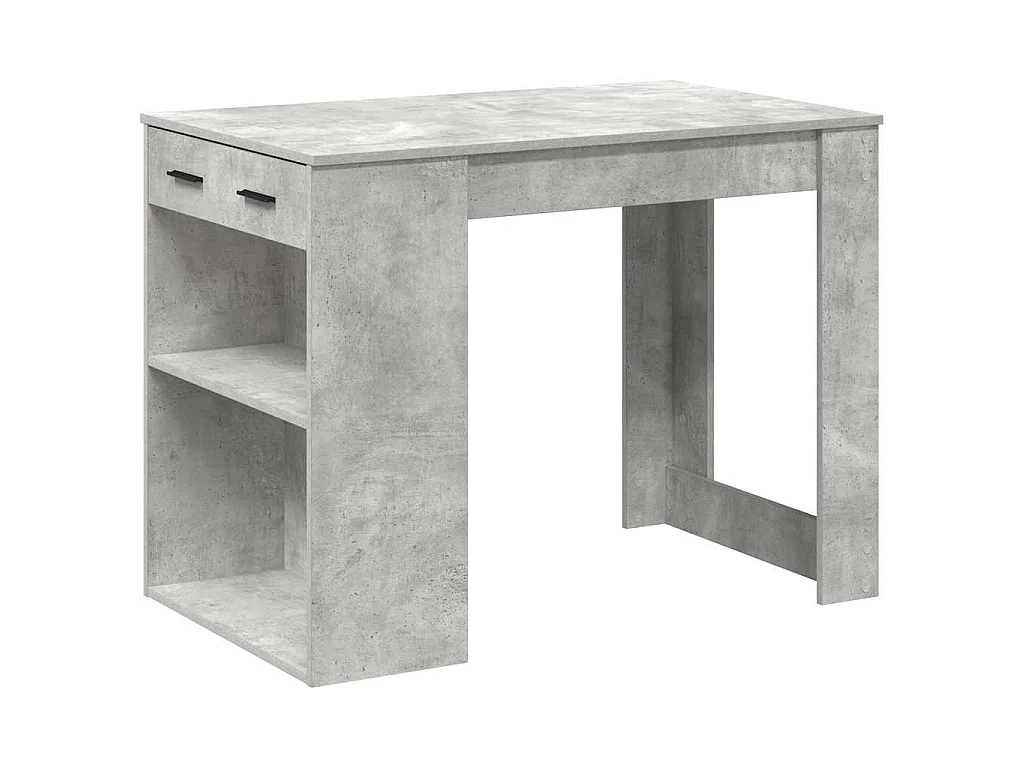 Bureau avec tiroir et étagère gris béton bois d'ingénierie