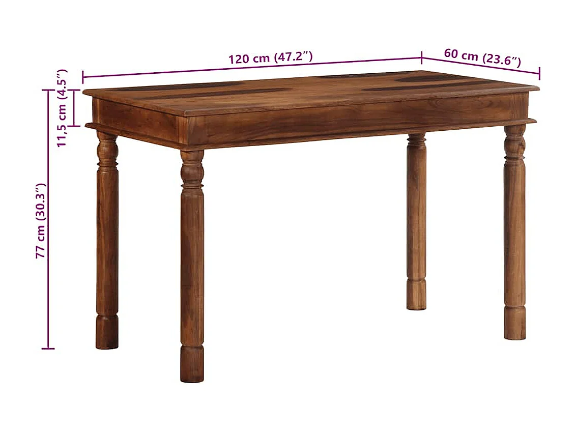 Table à manger 120x60x77 cm bois massif d'acacia