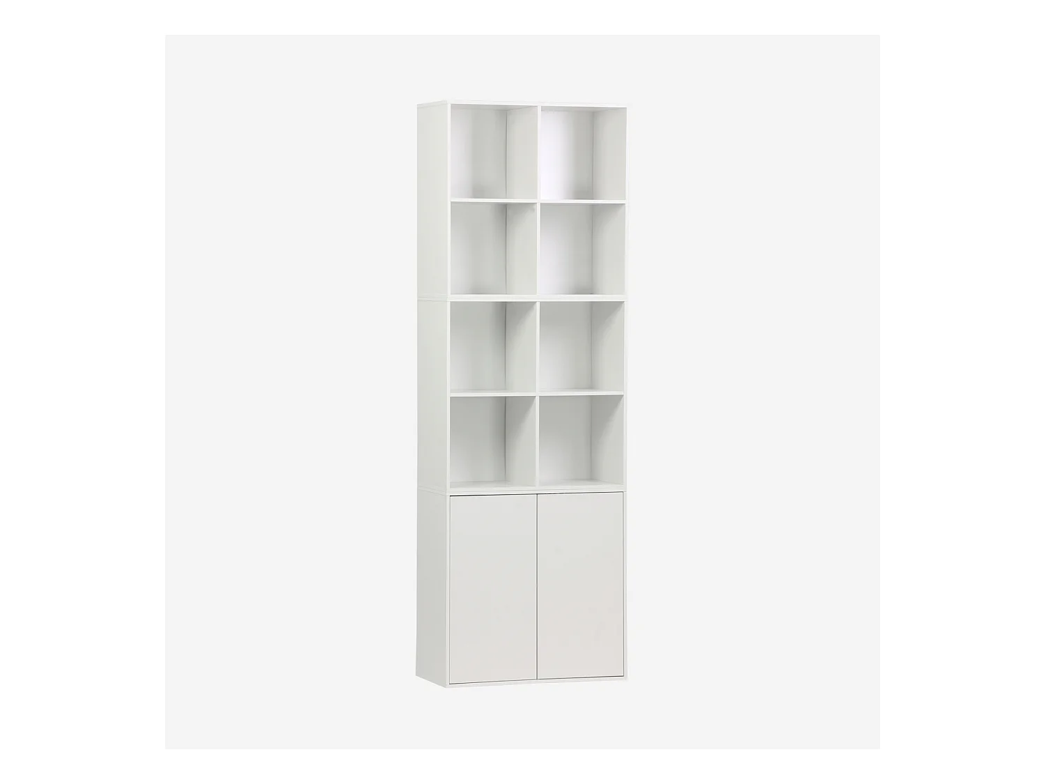 Etagère. bibliothèque modulable décor bois blanc 3 éléments - 2 portes 8 niches L 70 x P 35 x H 210cm - Kompo