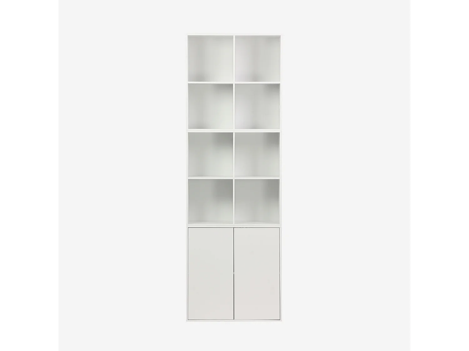 Etagère. bibliothèque modulable décor bois blanc 3 éléments - 2 portes 8 niches L 70 x P 35 x H 210cm - Kompo