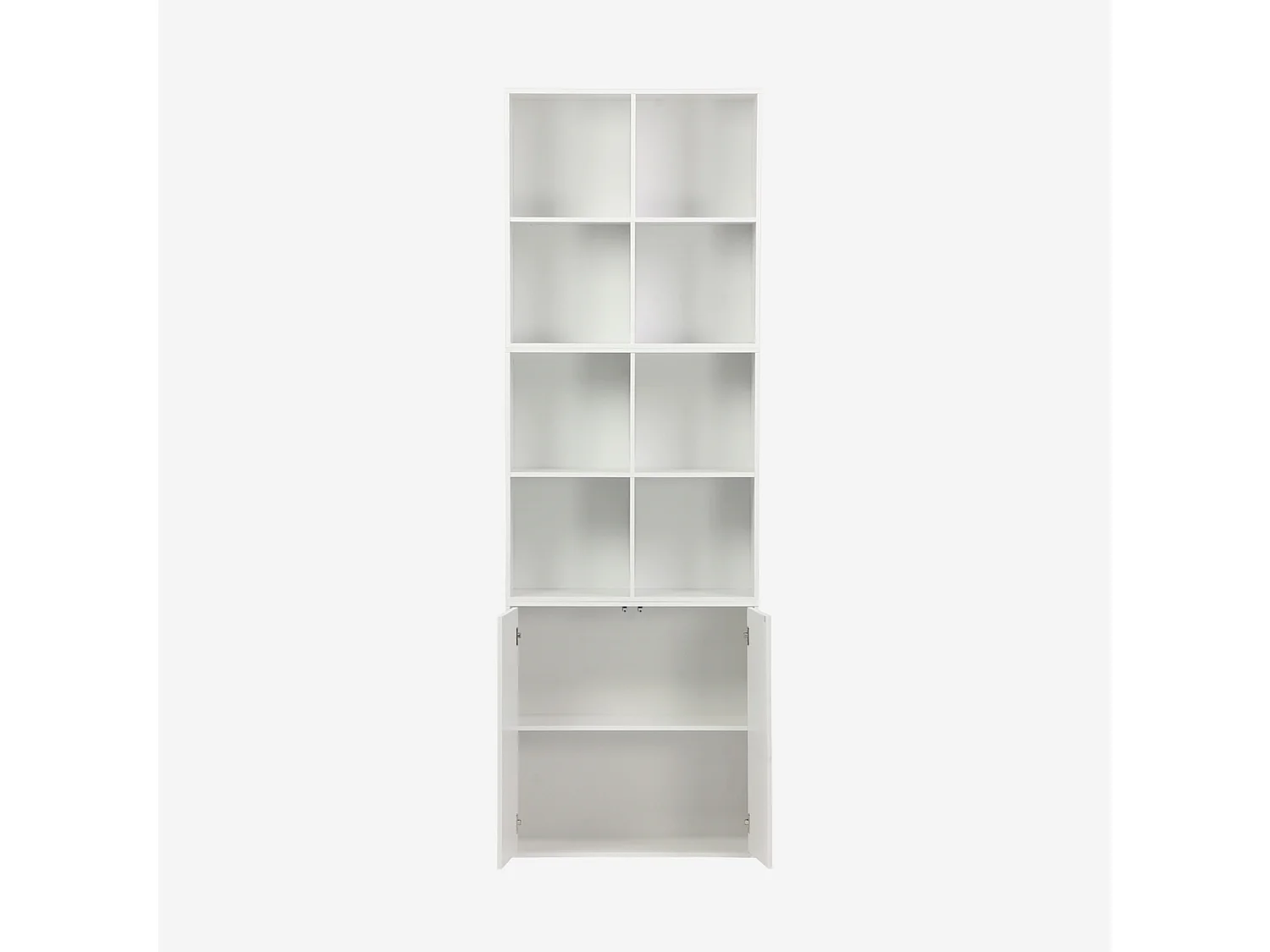 Etagère. bibliothèque modulable décor bois blanc 3 éléments - 2 portes 8 niches L 70 x P 35 x H 210cm - Kompo