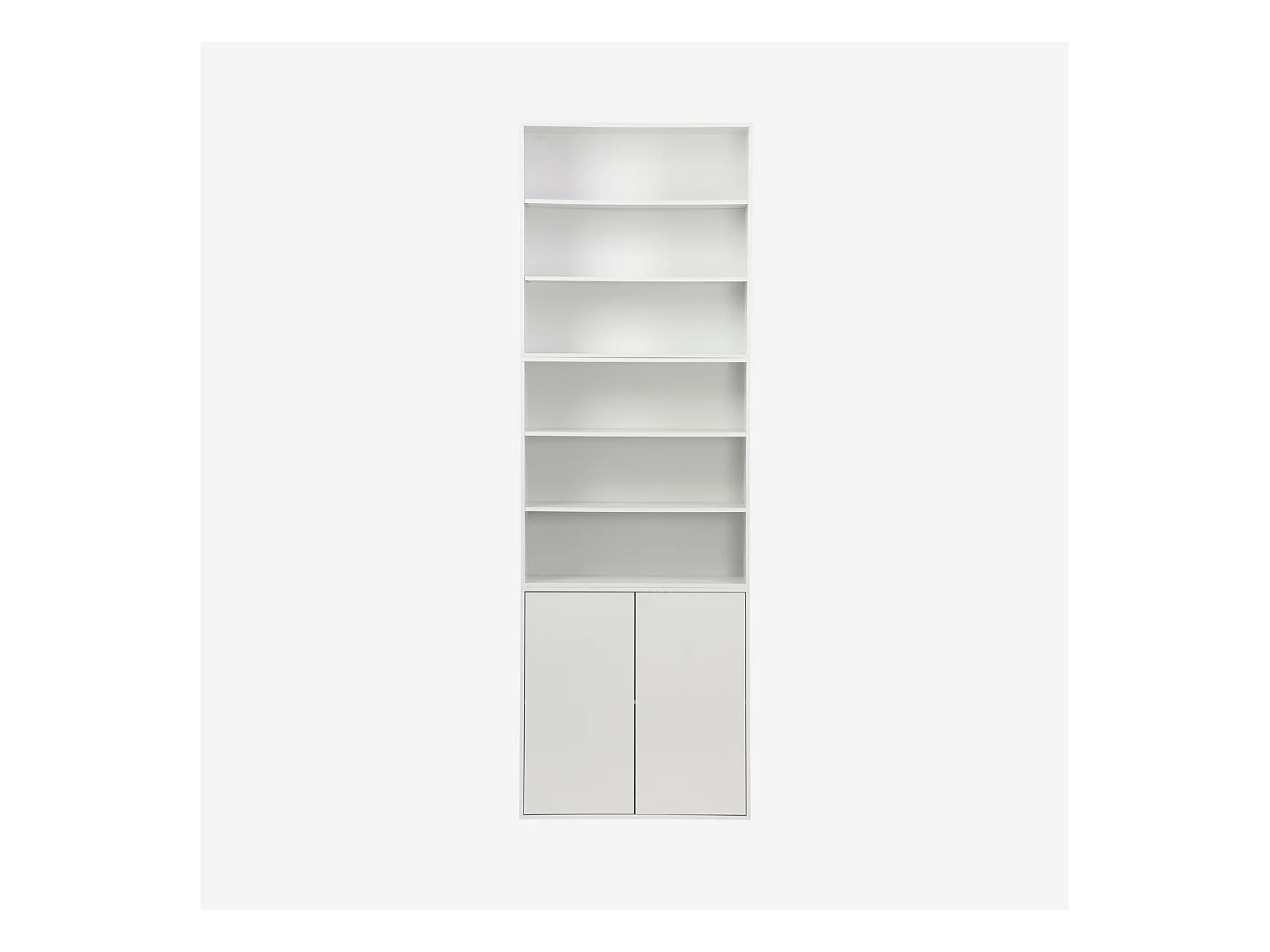 Etagère. bibliothèque modulable décor bois blanc 3 éléments - 2 portes 5 étagères L 70 x P 35 x H 210cm - Kompo