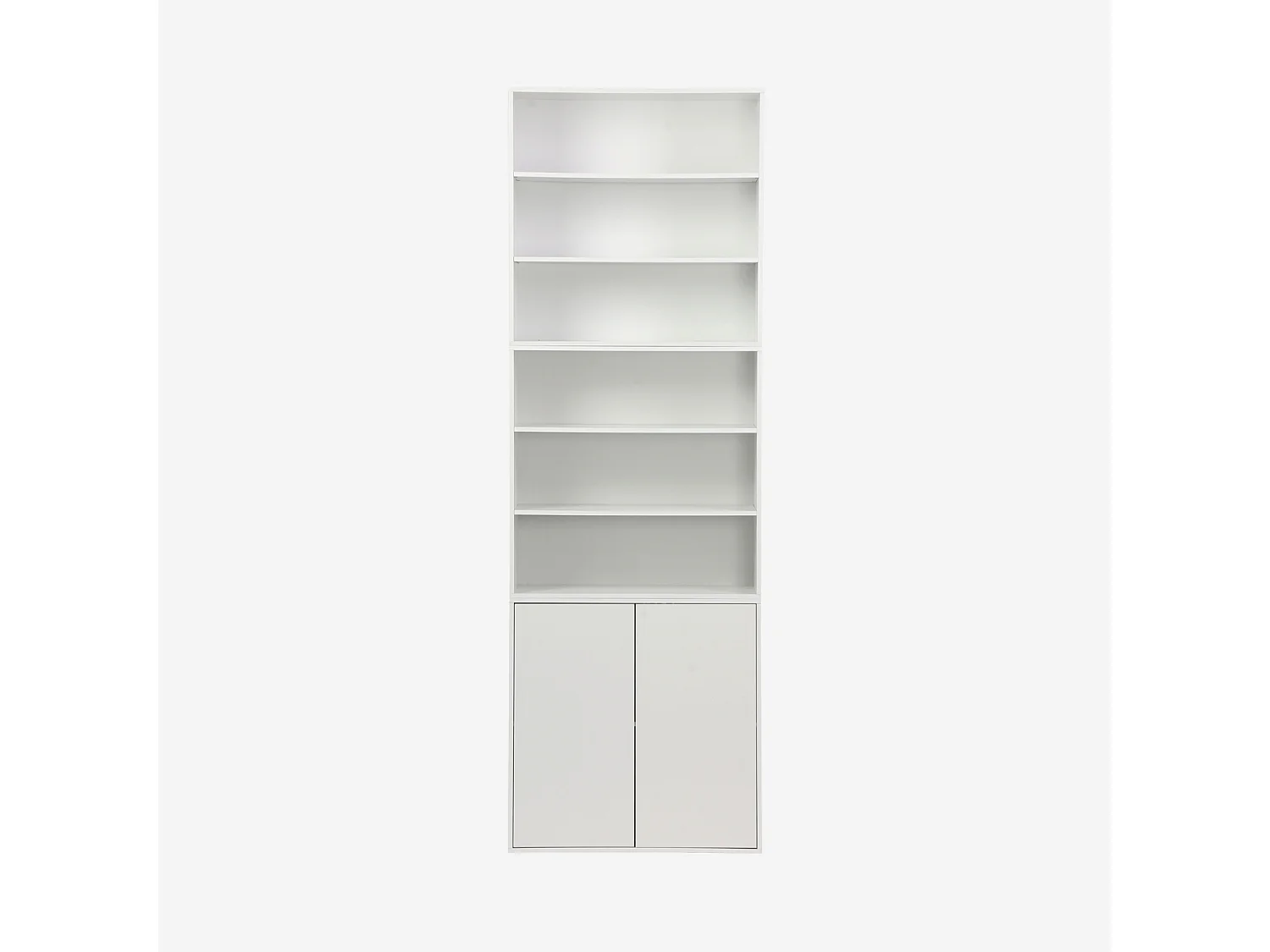 Etagère. bibliothèque modulable décor bois blanc 3 éléments - 2 portes 5 étagères L 70 x P 35 x H 210cm - Kompo