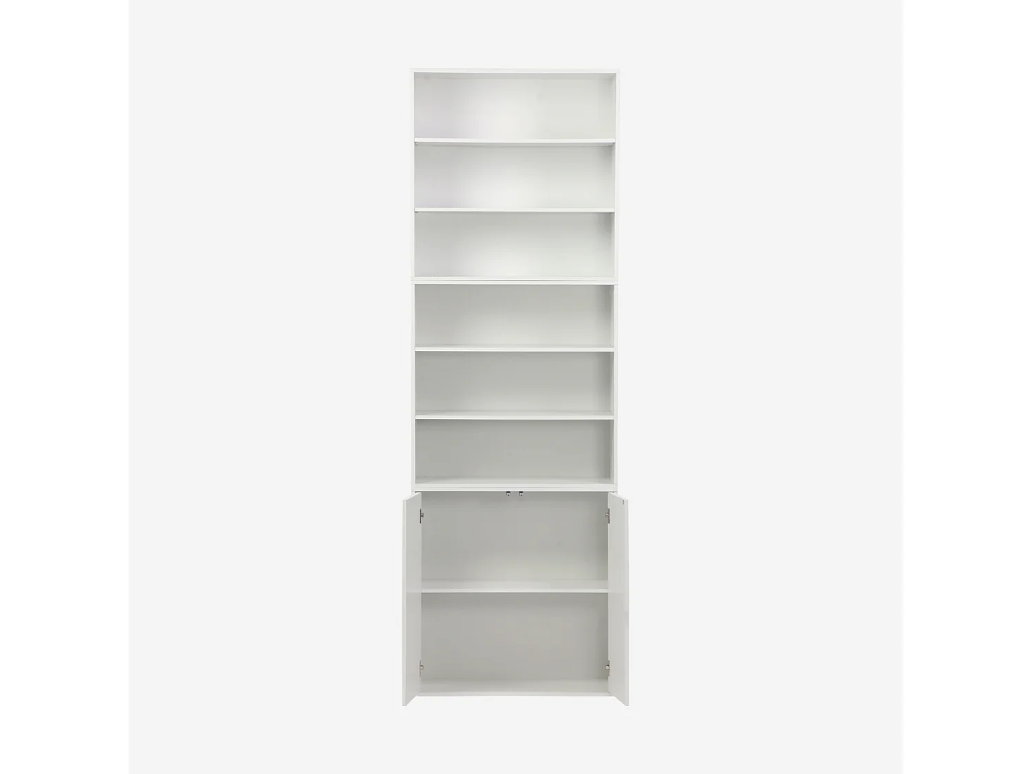 Etagère. bibliothèque modulable décor bois blanc 3 éléments - 2 portes 5 étagères L 70 x P 35 x H 210cm - Kompo