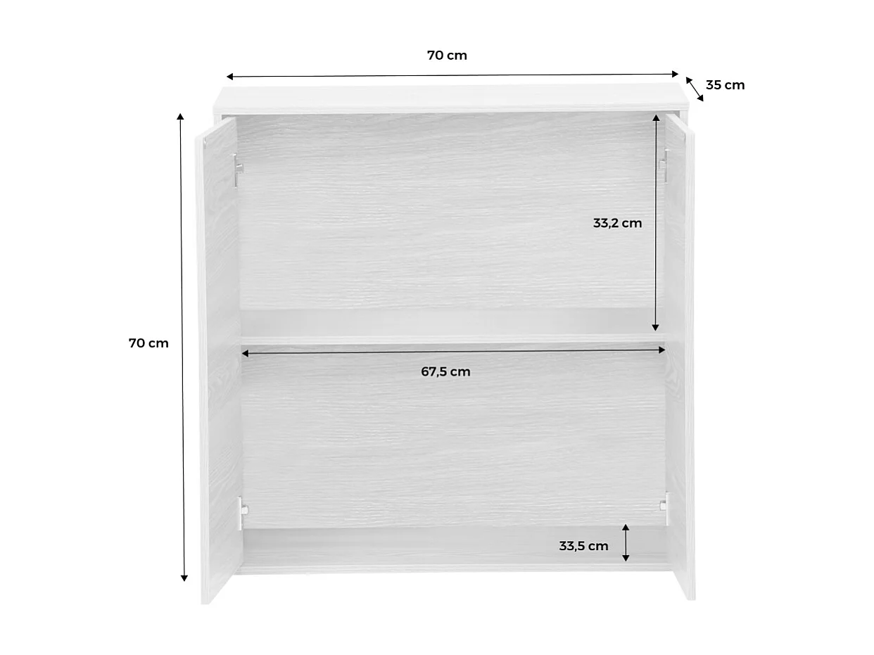Módulo de almacenamiento con 2 puertas, 70cm nogal