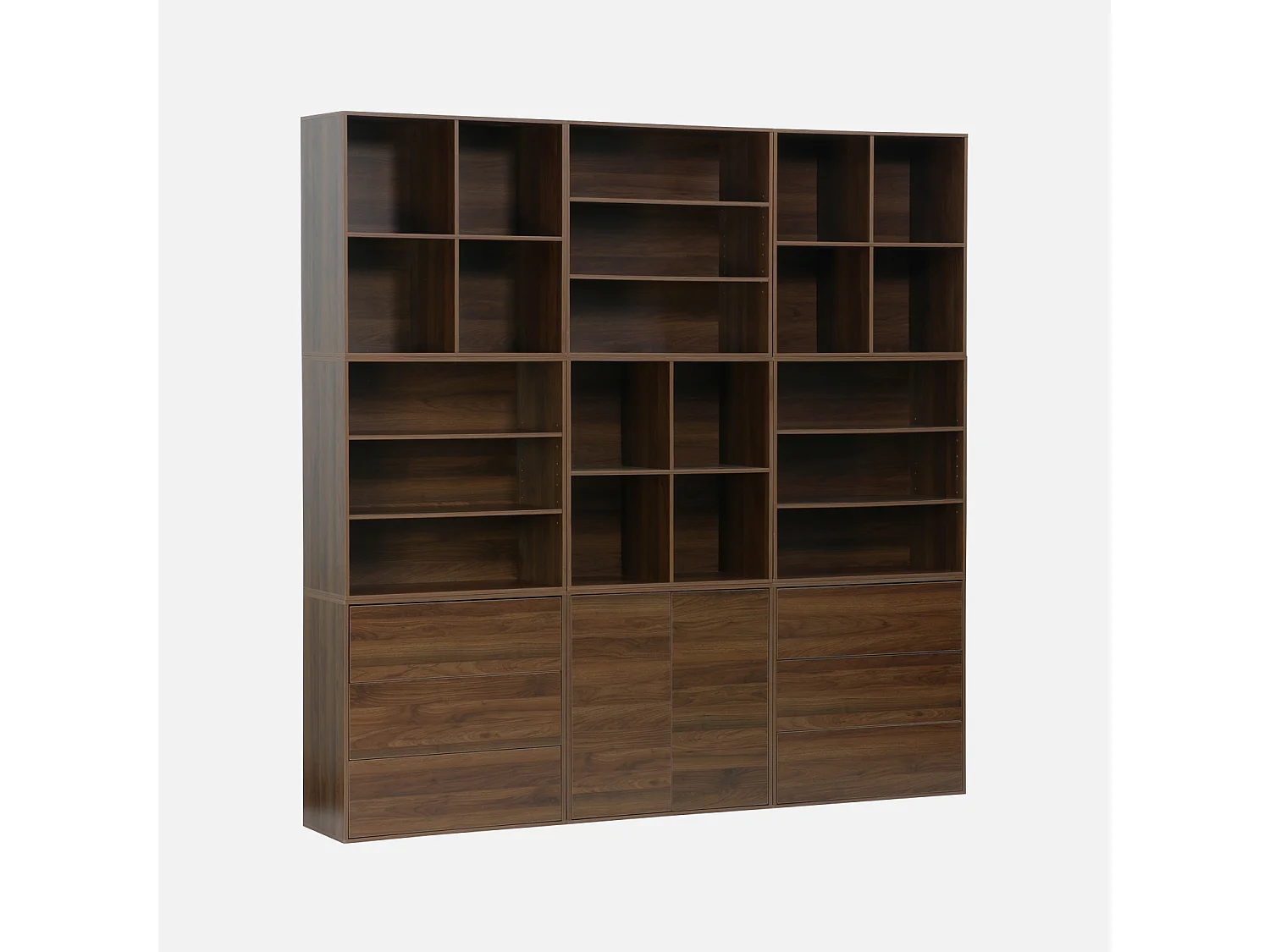Kit estantería o biblioteca modular decorativa madera con 9 elementos