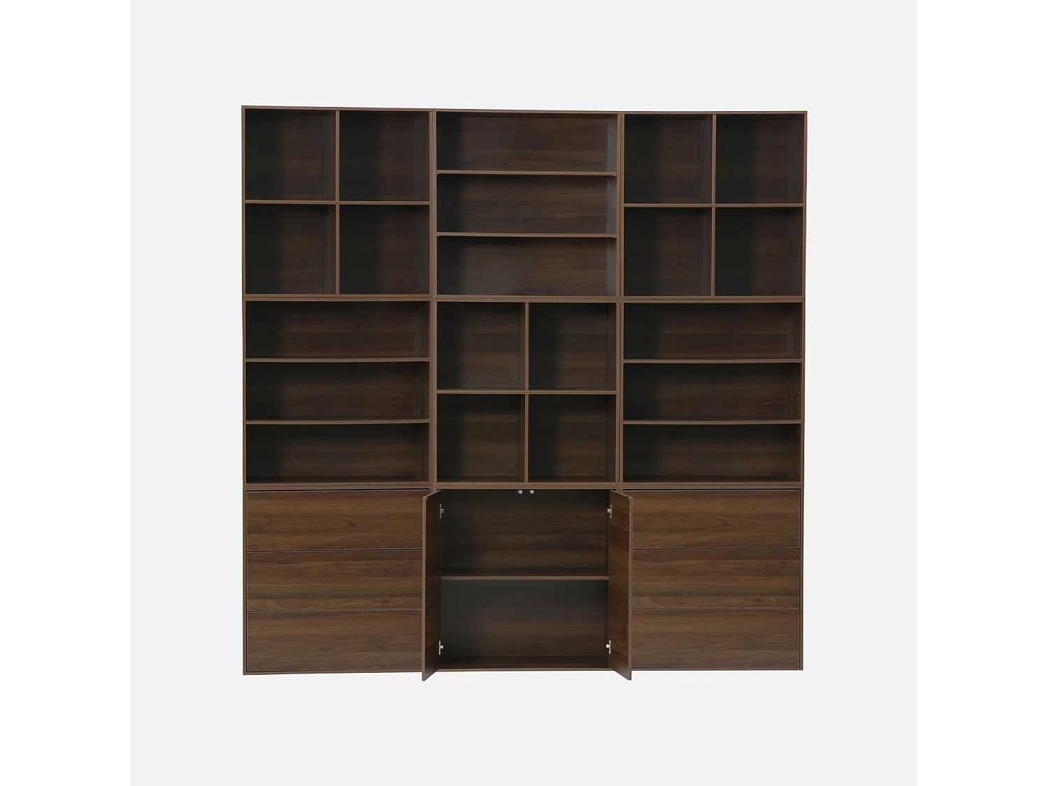 Kit estantería o biblioteca modular decorativa madera con 9 elementos