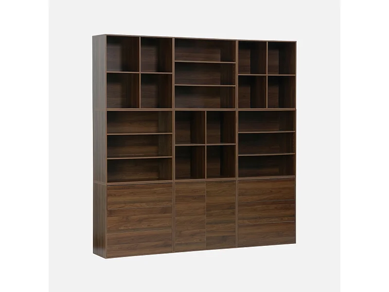 Kit estantería o biblioteca modular decorativa madera con 9 elementos