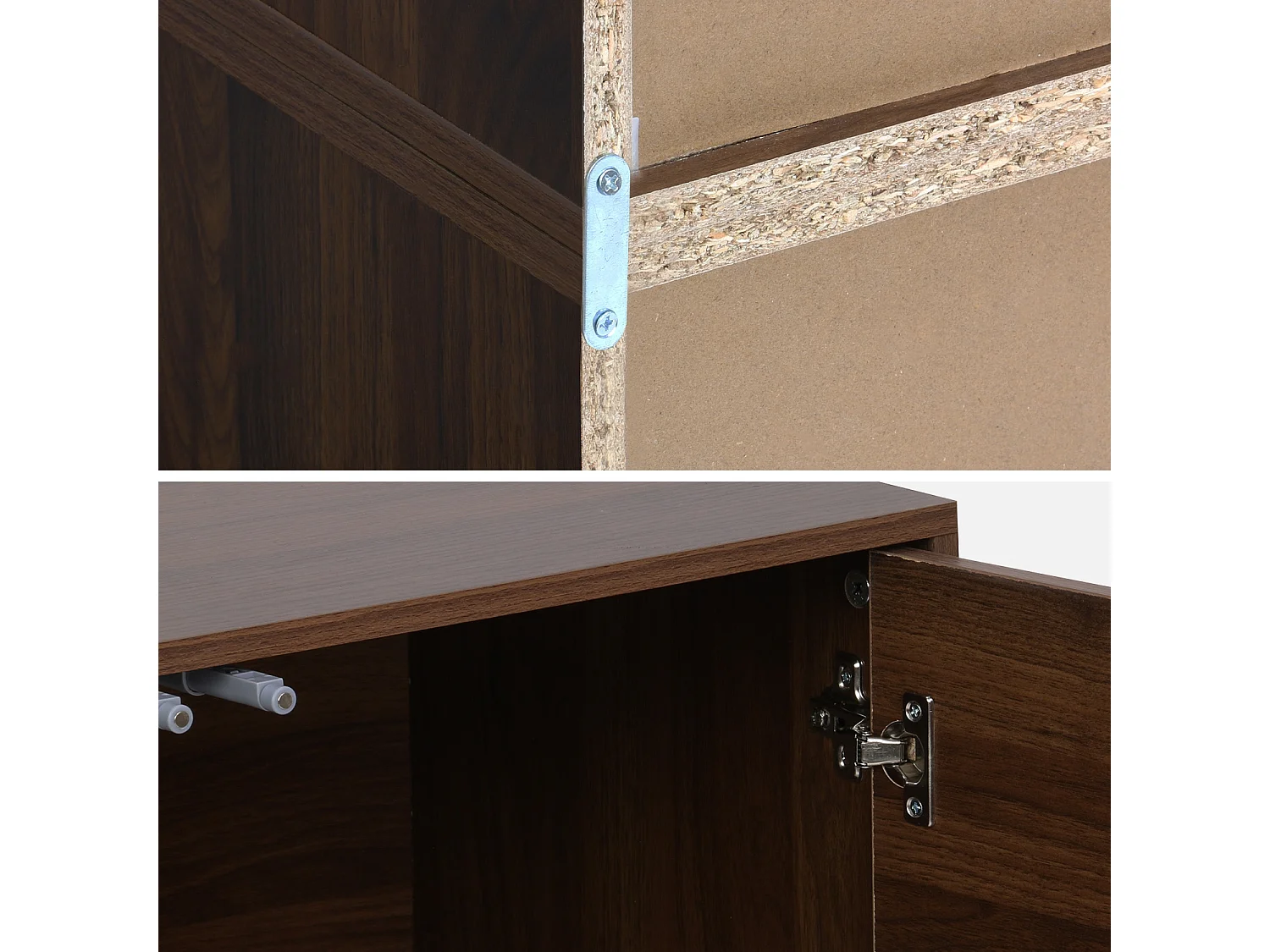 Etagère. bibliothèque modulable décor bois noyer 3 éléments - 2 portes 8 niches L 70 x P 35 x H 210cm - Kompo