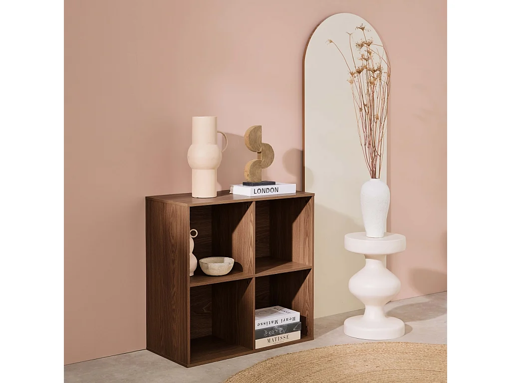 Scaffale, biblioteca, modulo di stoccaggio decorativo in legno 4