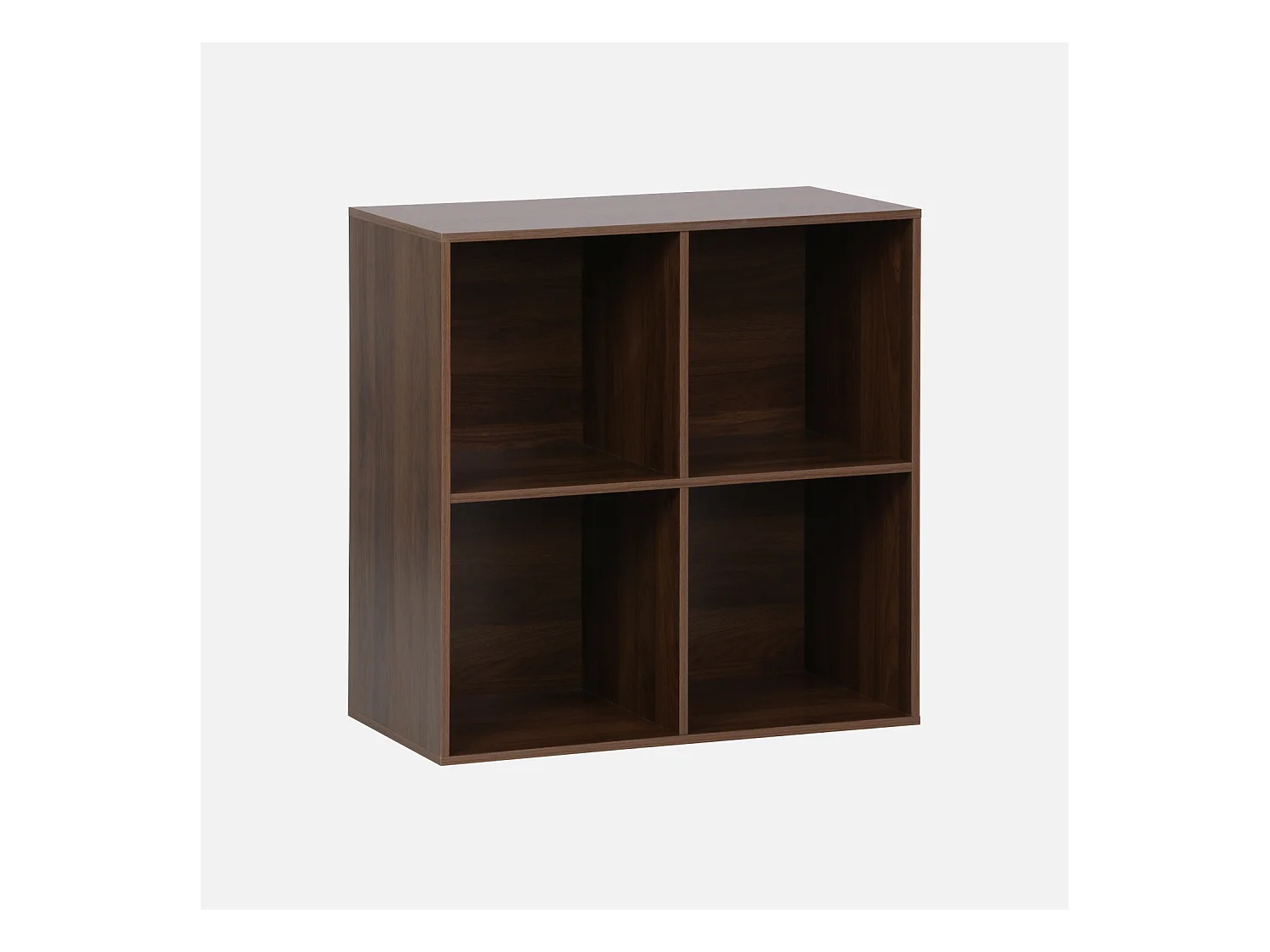 Etagère. bibliothèque. module de rangement décor bois noyer 4 compartiments L 70 x P 35 x H 70cm - Kompo