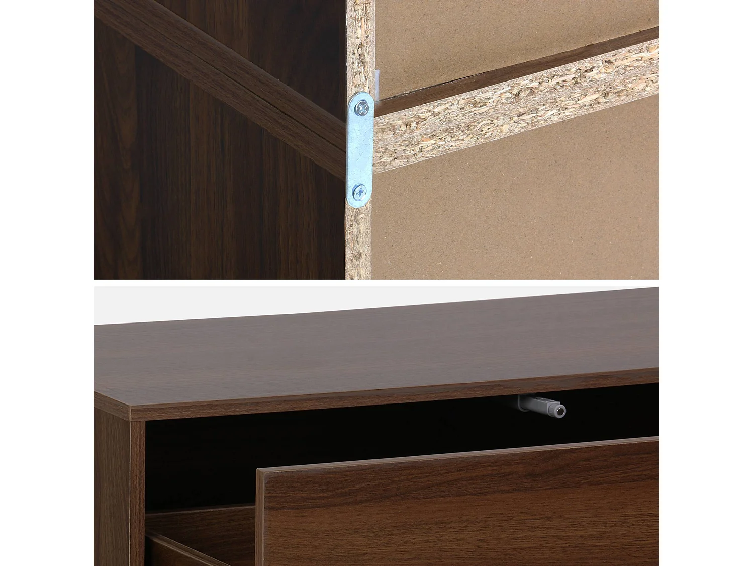 Libreria modulare in legno, 3 cassetti 8 vani, noce