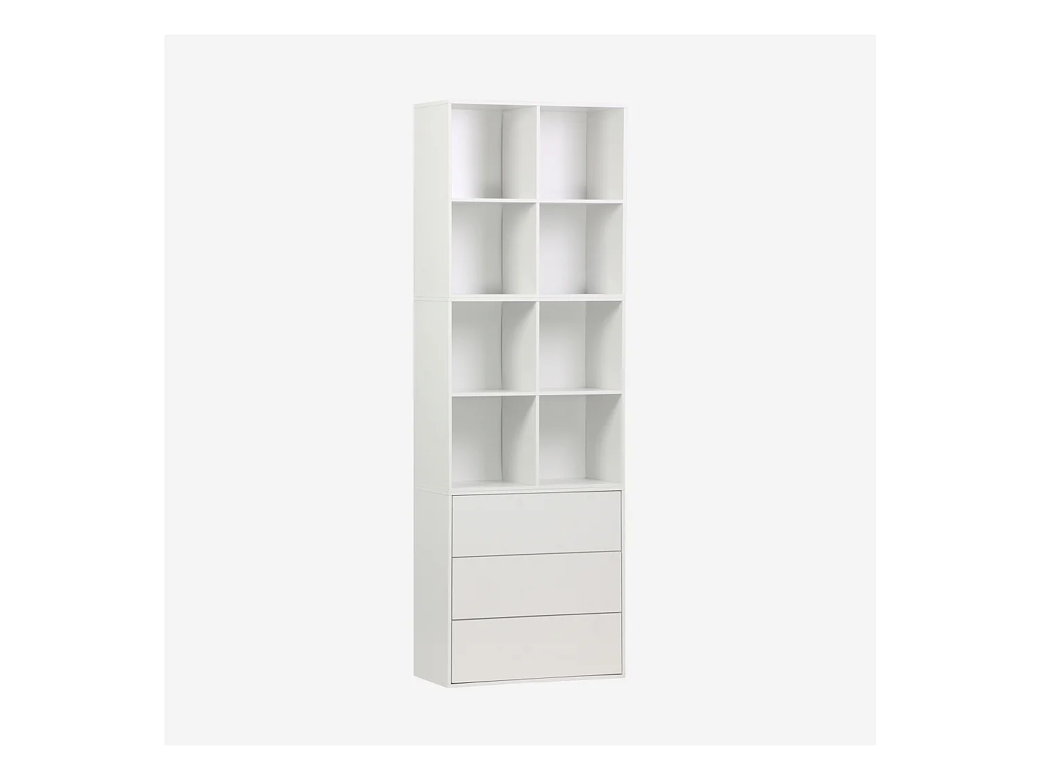 Etagère. bibliothèque modulable décor bois blanc 3 éléments - 3 tiroirs 8 niches L 70 x P 35 x H 210cm - Kompo