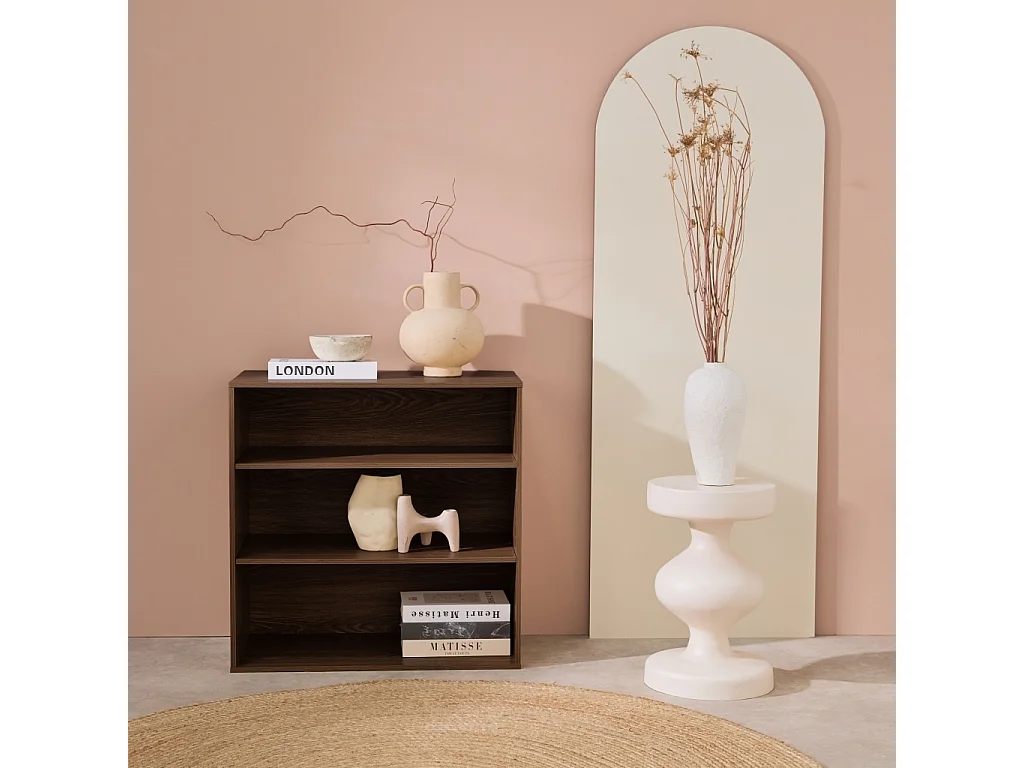 Libreria, modulo di stoccaggio in legno 2 mensole, noce