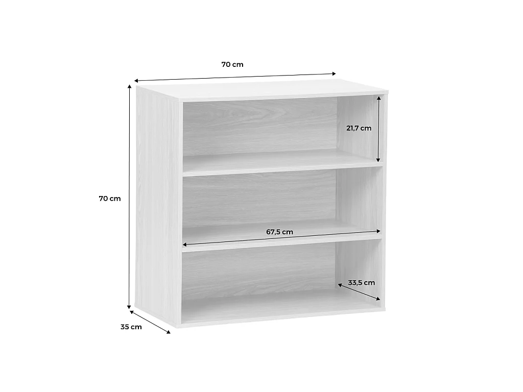 Etagère. bibliothèque. module de rangement décor bois noyer 2 étagères L 70 x P 35 x H 70cm - Kompo