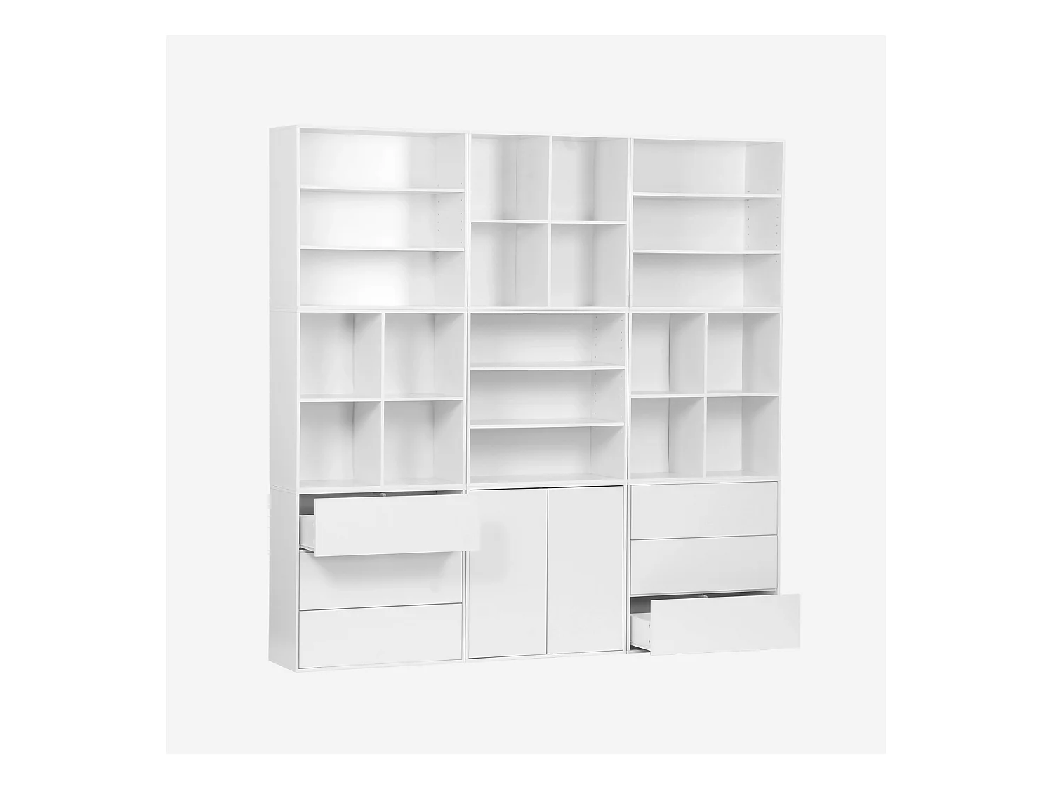 Kit estantería o biblioteca modular decorativa madera con 9 elementos